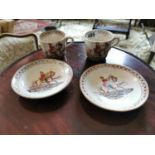 Pair of 19th. C. King William of Orange No Surrender ceramic cups and matching saucers