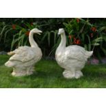 Pair of cast iron models of Geese.