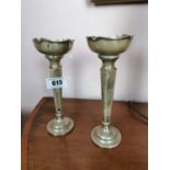 Pair of English silver flower vases.