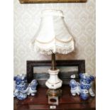 Good quality pair of brass and ceramic table lamps