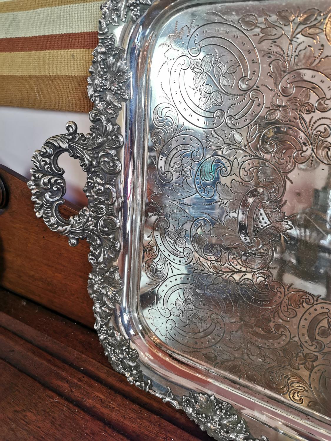 Early 20th C. silverplate serving tray. - Image 3 of 3