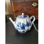 18th. C. Oriental blue and white ceramic teapot