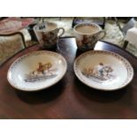 Pair of 19th. C. King William of Orange No Surrender ceramic cups and matching saucers