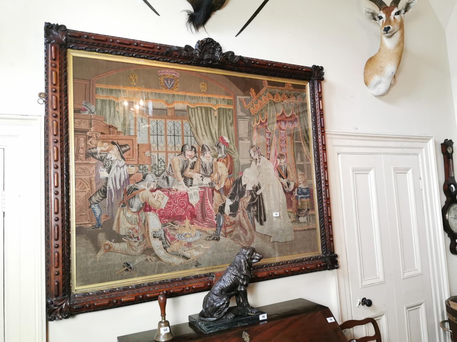 Exceptional quality tapestry depicting The Pillage and Destruction of Basing House Hant