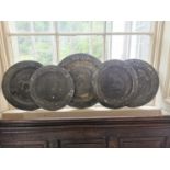 Collection of five 18th. C. pewter platters