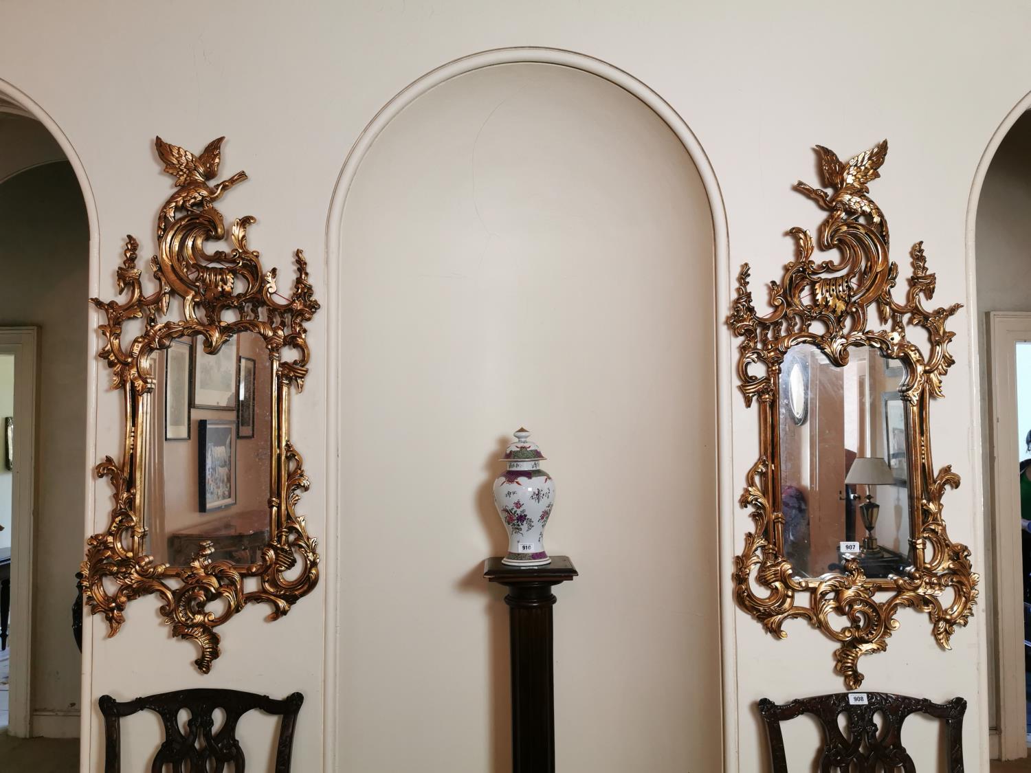 Pair of Irish giltwood pier mirrors.