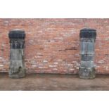 Pair of 19th C. limestone pillars.