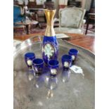 Bristol blue glass six piece drink's set