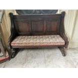 19th. C. carved oak hall seat