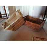 Two early 20th C. wicker laundry baskets.