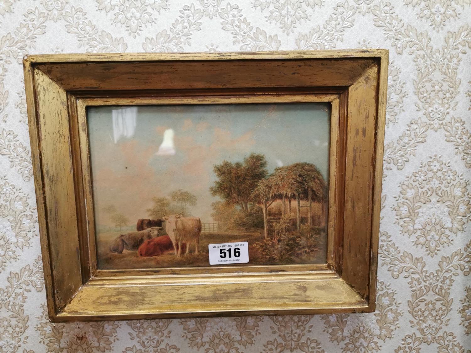 19th. C. Watercolour Rural Scene with Cattle