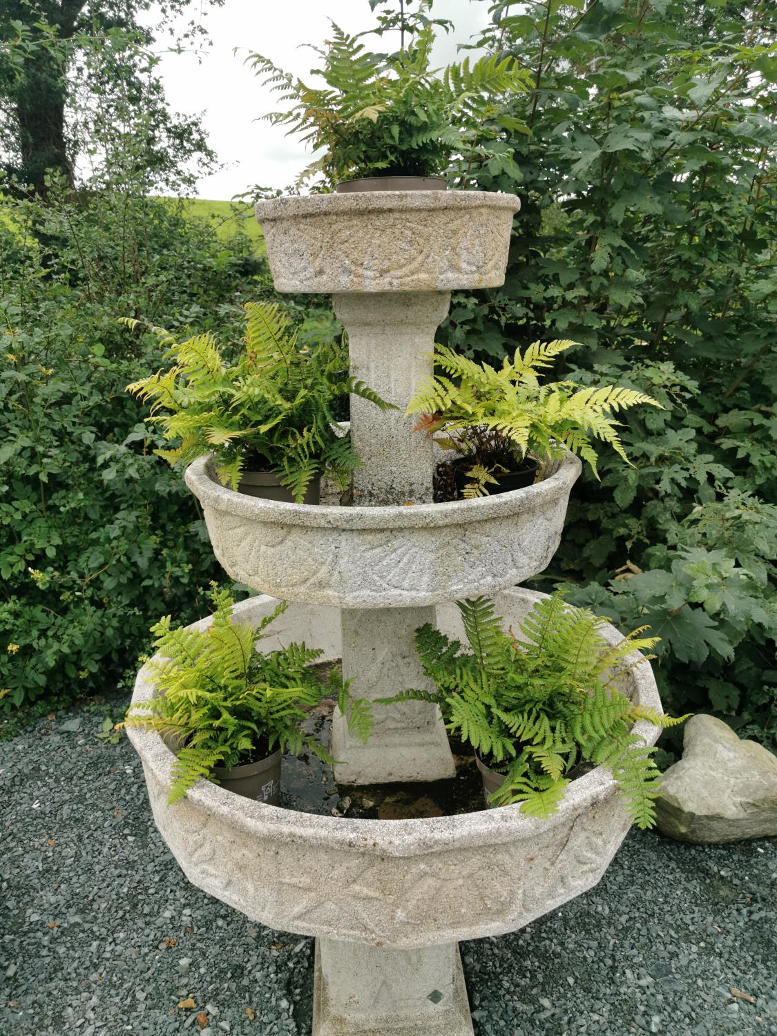 Unusual three tiered composition plant stand. - Image 2 of 2