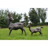 Cast iron model of Stag and Fawn