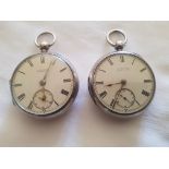 Pair of 19th. C. silver fob watches