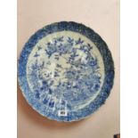 Chinese 19th C. blue and white ceramic charger.