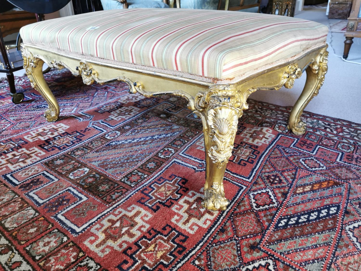 19th. C. giltwood upholstered French footstool.