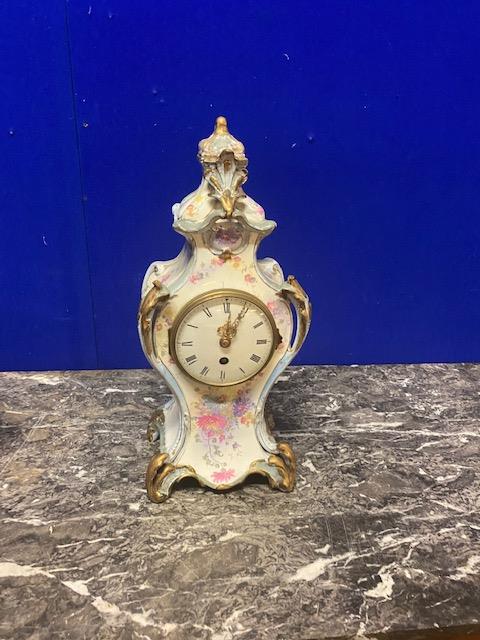 19th. C. gilded ceramic mantle clock