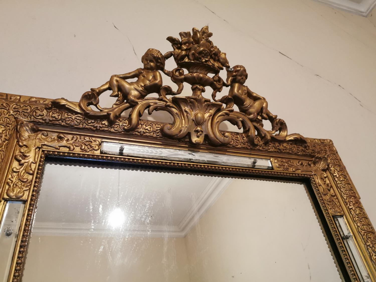 19th C. giltwood mirror decorated. - Image 2 of 2