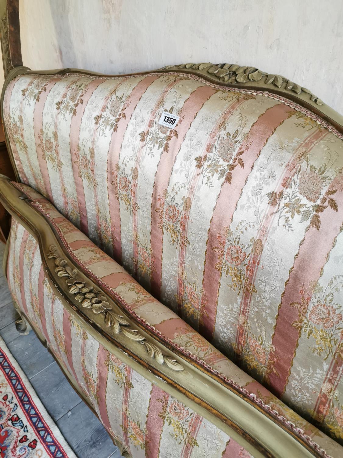 Good quality 19th C. giltwood and painted upholstered French bed {110 cm H x 150 cm W x 230 cm L}. - Image 2 of 3