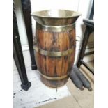 19th. C. brass bound oak stick stand.