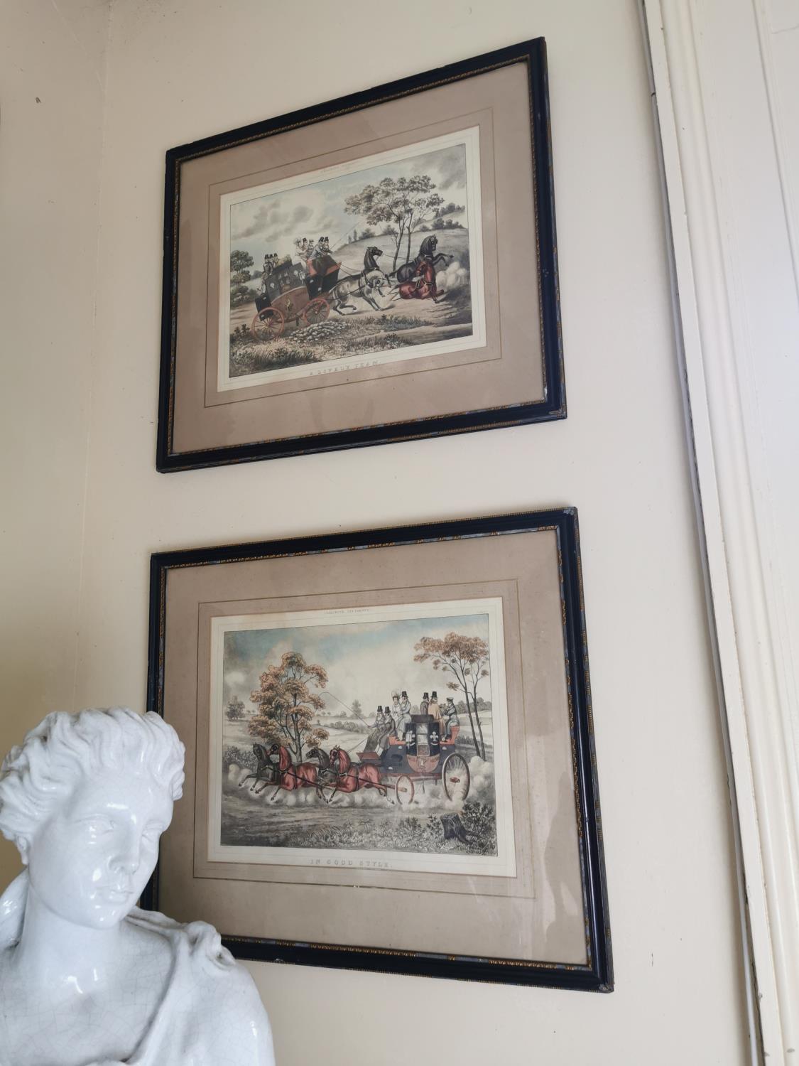 Set of four 19th. C. coloured coaching prints