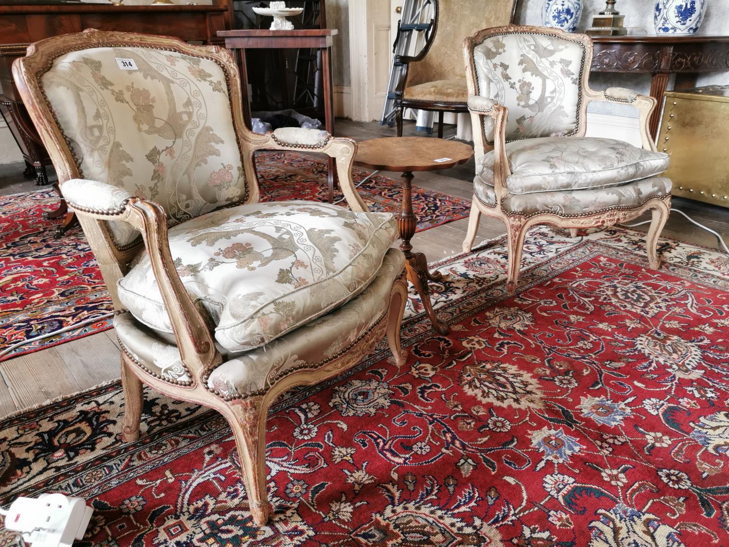 Set of four 19th. C. upholstered open armchairs - Image 7 of 11
