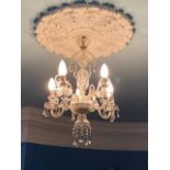 Decorative cut glass five branch chandelier