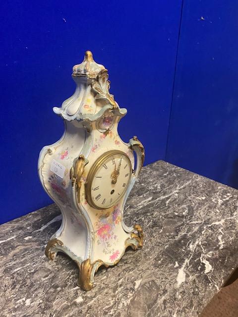 19th. C. gilded ceramic mantle clock - Image 2 of 2