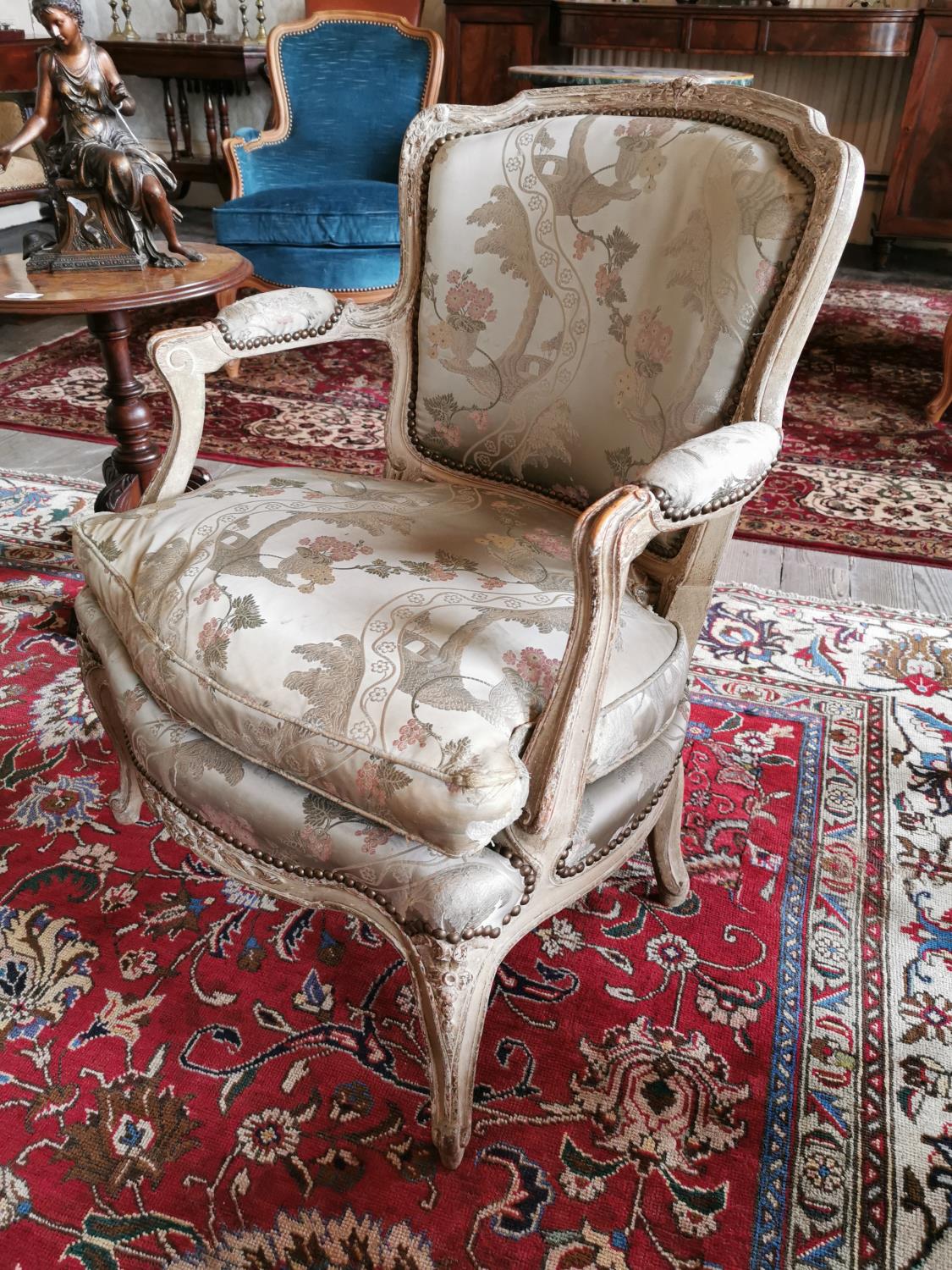 Set of four 19th. C. upholstered open armchairs - Image 2 of 11