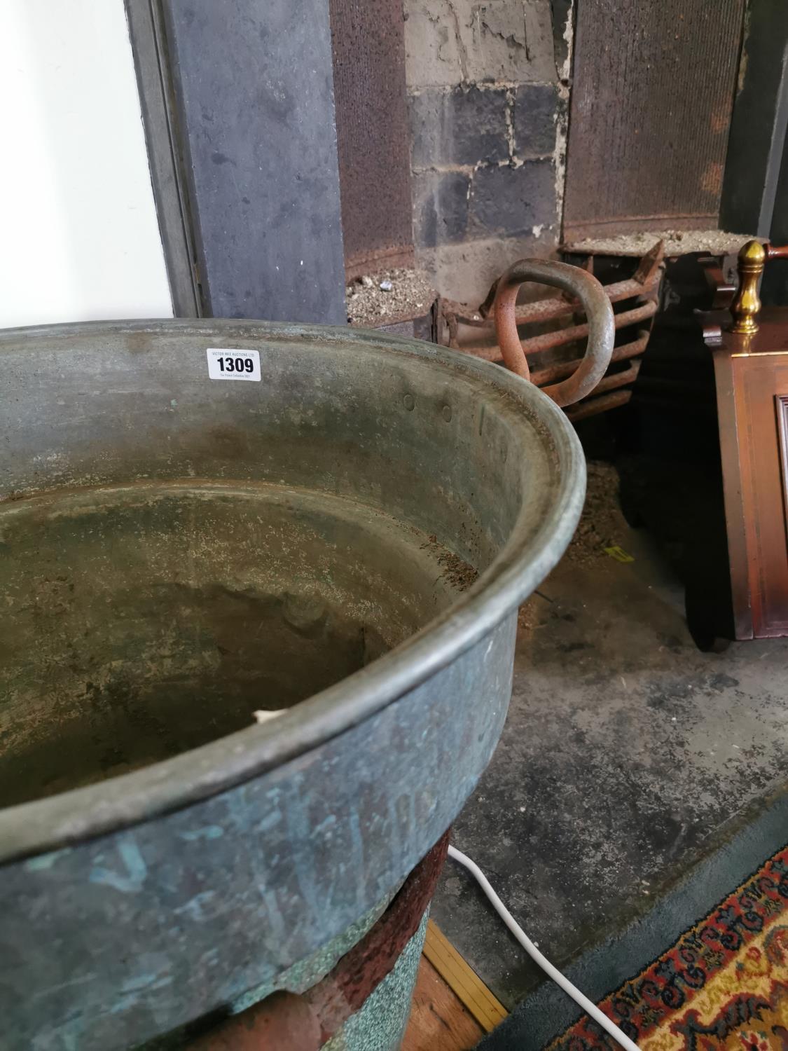 Early 20th C. copper log bucket. - Bild 2 aus 2