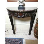 Edwardian mahogany demi - lune side table