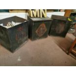 Set of three early 20th. C. metal tea bins