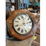 19th C. inlaid wag o the wall clock