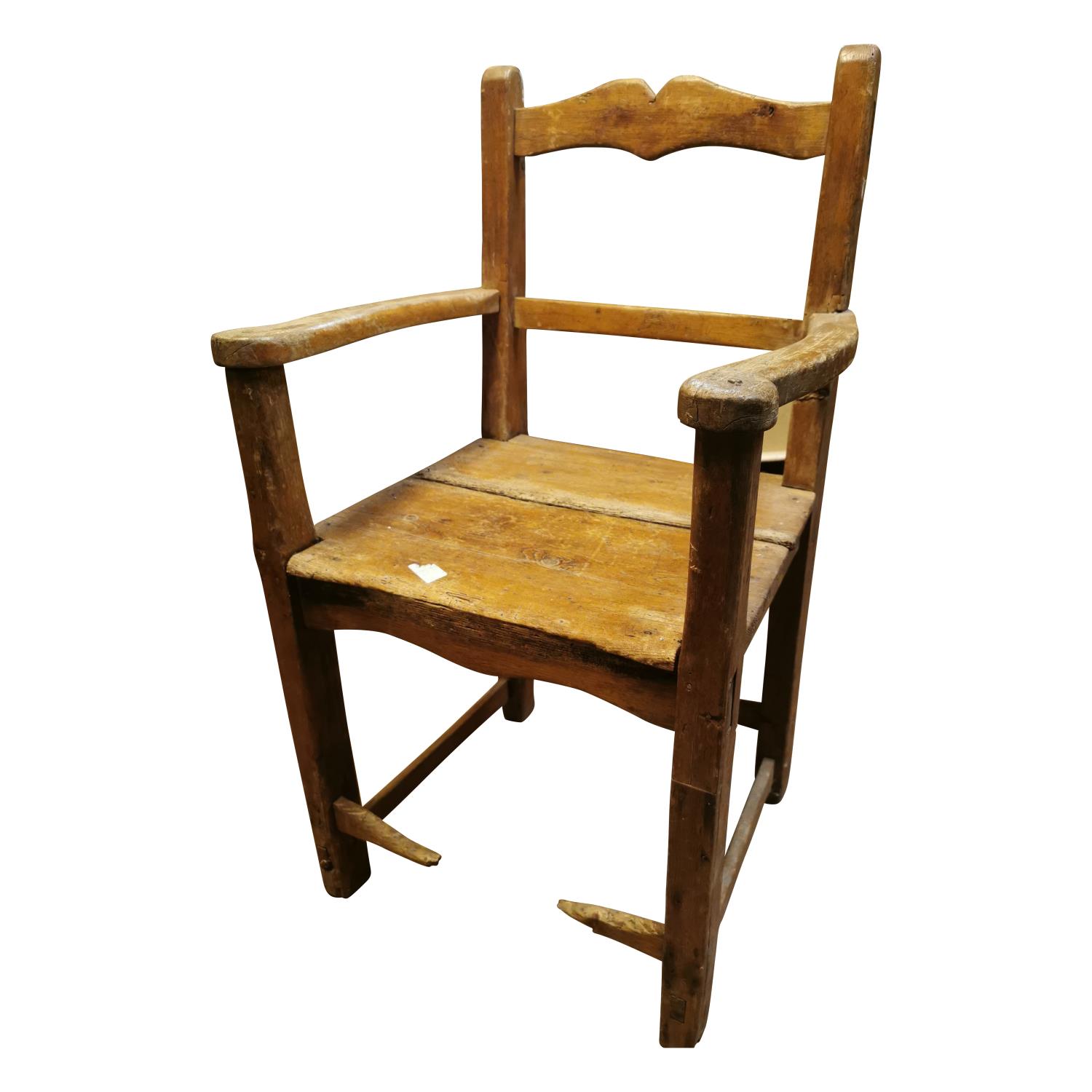 19th. C. pine carpenter's armchair