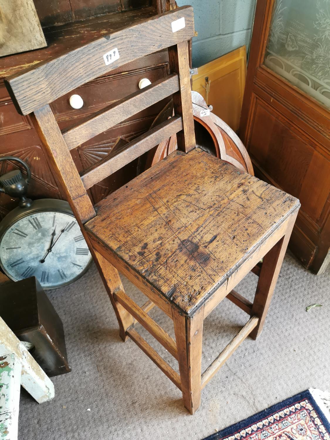 19th C. oak bar chair - Image 2 of 2