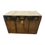 Early 20th. C. metal bound trunk.