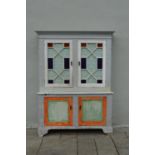 Early 19th C. painted pine kitchen cabinet