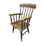 19th. C. painted pine open armchair.