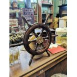 Mahogany and brass ships wheel