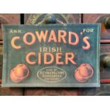 Cowan's Irish Cider hanging cardboard advertising sign