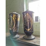 Two early 20th C. hand painted Victorian sweet tins.