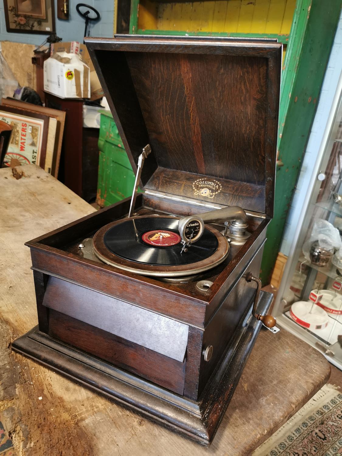 19th. C. oak gramophone