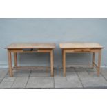Two 19th. C. pine kitchen tables .
