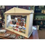 Early 20th C painted pine counter display cabinet