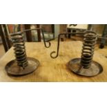 Pair of 19th C. Wrought iron spiral candle holders