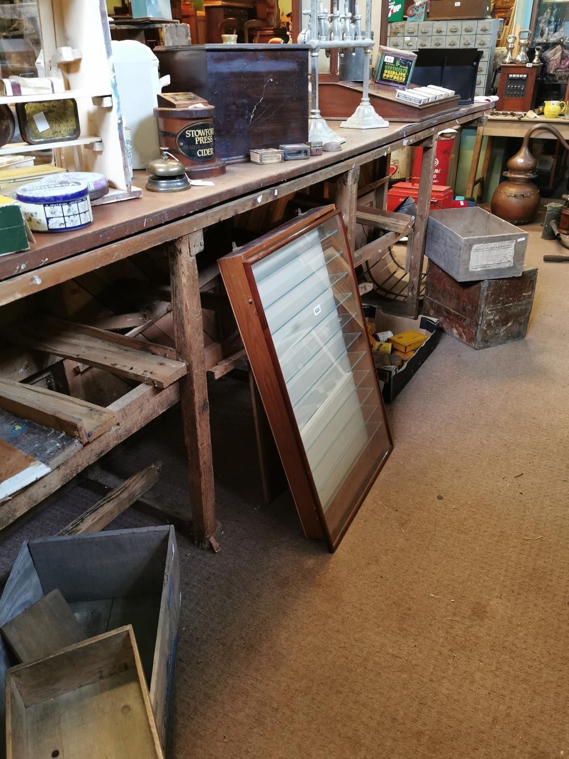 19th C. pine and mahogany shop counter. - Image 5 of 6