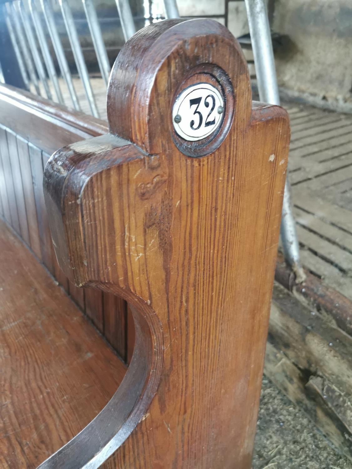 19th. C. pitch pine church pew - Image 2 of 2