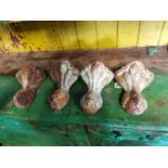 Four 19th C. cast iron bath legs