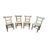 Set of four 19th C. pine carpenter's chairs