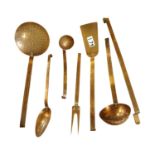 Collection of Dutch copper kitchen utensils